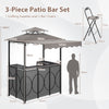 3-Piece Outdoor BBQ Canopy w/ Bar Table & 2 Foldable Bar Chairs Set
