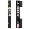 180 cm Tall Bathroom Cabinet Narrow Storage Organizer w/ 3 Doors-Black