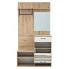 Hallway Entryway Storage Unit with Mirror, Drawer, Flip-Down Doors & Shoe Bench
