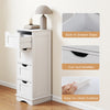 4-Drawer Bathroom Cabinet Narrow Floor Standing Cabinet White