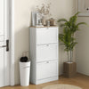 Narrow Shoe Cabinet w/ 3 Flip Drawers for 12-18 Pairs of Shoes White