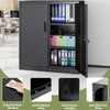 COSTWAY Metal Storage Cabinet Garage Tool Cabinet with 2 Lockable Doors-Black