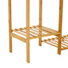 Bamboo Wooden Single Clothes Rail Garment Rack Hanging Stand Open Wardrobe Shelf