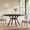 120cm Round Dining Table, Modern Kitchen Table with Metal Base for Dining Room
