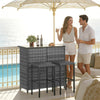 3 Piece Outdoor Rattan Bar Set w/ Storage Shelves, Patio Bistro Table & 2 Stools
