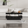 Coffee Table with Storage Drawers & LED Strips Black Tea Table for Living Room