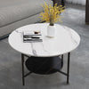 Glossy Round Coffee Table Accent Center Table Sintered Stone Sofa Side Desk