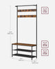 Rustic Coat Rack with Shoe Storage – Hall Tree Coat Stand with Bench & Hooks