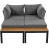 4 Seater Garden Furniture, Sectional L-Shaped Corner Sofa Set with Table, Grey