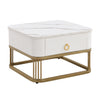 Square Nesting Coffee Table Stacking Side Tables with Drawer Space-saving White