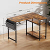 110 cm Computer Desk, Corner Desk with Adjustable Storage Shelves, Rustic Brown