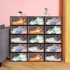 12 x Stackable Foldable Boxes Trainers Organiser Clear Plastic Shoe Storage Box