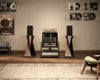 Design Record Player Stand 4-Tier Wooden Shelves Turntable Stand Store up to 120