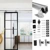 6.1FT Sliding Rail Barn Door Hardware Steel Roller Closet Track System Home Kit