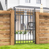 Galvanised Steel Garden Fence Gate Door with Lock Handle for Entrance Way, Black