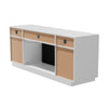 Living Room TV Stand with Electric Fireplace Fire LED Flame Heating Cabinet Unit