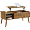 Lift Top Coffee Table with Storage, Rustic Living Room Table with Storage Shelf