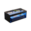 Black Coffee Table with LED Lights, 2 Storage Drawers & Glass Top, Centre Table