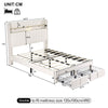 Modern Double Bed with Storage Drawers, LED Lighting & Charging, Linen, Beige