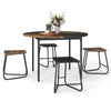 118cm Round Kitchen Table & 4 Stools with Wooden Tabletop Brown