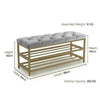 2-Tier Velvet Top Bamboo Gold Metal Shoe Rack Stand Shoe Storage Shelf Hallway