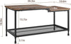2-Tier Coffee Table End Table Living Room Center Table with Mesh Storage Shelf