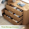 Large Wide Nightstand with 3 Drawers, Modern Oversized Bedside Table for Bedroom