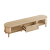 Solid Wood & Rattan TV Stand - Natural Style Cabinet with Doors & Drawers UK