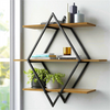Wall Mounted Floating Shelves Wood Partition Storage Geometric Open Wall Rack UK
