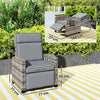 Rattan Garden Recliner Chair Sun Lounger Flip Table Footrest Outdoor Armchair