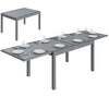 Extending Garden Table for 6-10, Aluminium Outdoor Dining Table, Glass Top