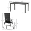 7 Piece Garden Dining Set, Outdoor Table and 6 Chair, Aluminium, Black