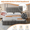 UPHOLSTERED OTTOMAN BED 4FT6 DOUBLE BED FRAME WITH STORAGE, VELVET FABRIC GREY