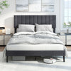 King Size Linen Fabric Bed Frame-Grey
