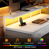 120 cm Computer Desk with Drawers, Gaming Table with LED Lights & Power Outlets
