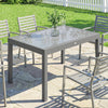 Extending Garden Table for 6-10, Aluminium Outdoor Dining Table, Glass Top