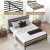 King Bed Frame Industrial Platform Bed Metal Wood Bed Frame with storage