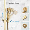 Antique Brass Shower Faucet 8” Rainfall Shower Set Shower Tap System Waterfall