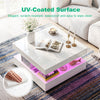 High Gloss LED Coffee Table With 2 Drawers Modern 2 Tier Square Centre Table