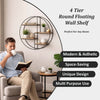 Metal Wire Wall Shelf Home Decor Storage Floating Round Multi-Section Shelf