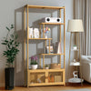 6 Tiers Bookshelf Floor Standing Open Storage Shelves with Cabinet Hallway Entry