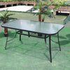 Large 150CM Glass Top Garden Dining Table Parasol Hole Bistro Outdoor Furniture