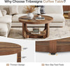 Round Coffee Table, 2-Tier Wooden Circle Center Coffee Table with Thick Tabletop