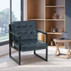Modern Faux Leather Accent Chair Button-Tufted Design 110° Recline & Metal Frame