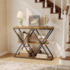 3-Tier Console Table with X-Shaped Metal Frame,Narrow Sofa Table with Shelves