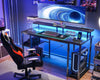 Gaming Desk with LED Lights, 120x50 cm Computer desk with Power Outlets, Gaming
