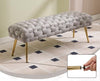 Velvet Ottoman Bench with Gold Metal Legs, Grey Upholstered Entryway Seat