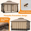 Outdoor Patio Gazebo Pavilion Canopy Double Roof w/LED Light & Bluetooth Speaker