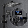 Bathroom Thermostatic Mixer Shower Set Square Black Twin Head Exposed Valve