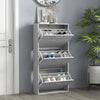 Slim Shoe Storage Cabinet with 3 Flip Drawers, Grey